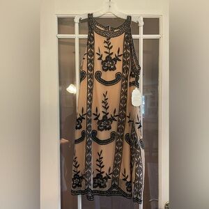 Altar’d State Tan Lace Camille Halter Mini Dress